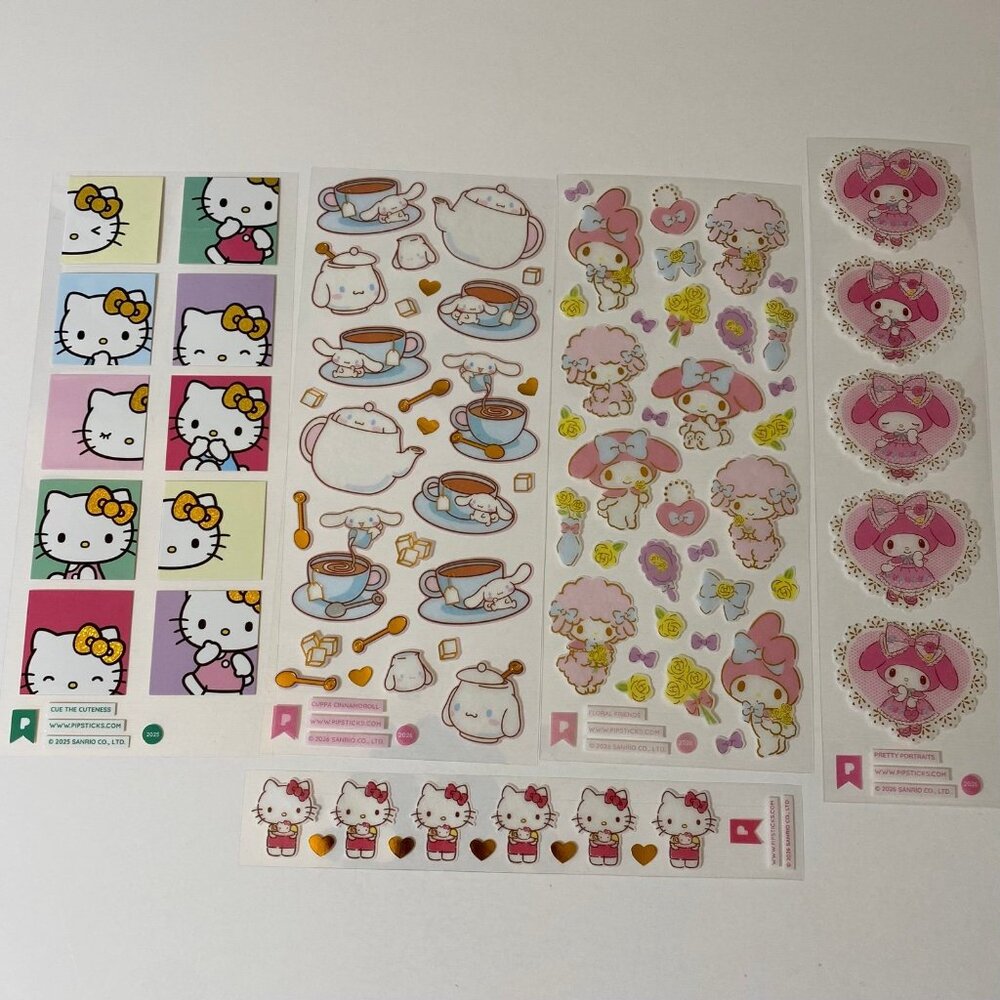 Sanrio Pipsticks Hello Kitty & Friends Stickers My Melody Tea Cinnamoroll